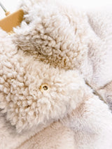 Teddy fleece belted down vest, women's plush waistcoat, brown autumn waistcoat, luxury thermal vest, vintage chic puffer sleeve