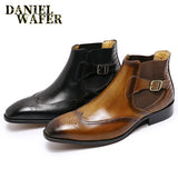 Comfy Genuine Leather Buckle Strap Ankle Boots Men’s Formal Business Office Daily Commute Wedding Party Travel Shoes