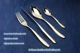 Cozy Zone 24 PCS Cutlery Set Silver Dinner Set Classic Restaurant Stainless Steel Kitchen Wedding Dining Dinnerware Tableware