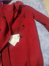 Women 100% Wool Coat For Winter Elegant Beautiful High Grade Brand Blends Double-breasted Office Woolen Overcoat XS With Belt
