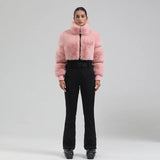 Winter New Female Skiing Jumpsuit Snowfield Waterproof Adult Ski Clothes Warm Thick Snow Tracksuit Women Slim Outdoor Sport Suit