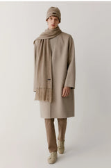 Double-sided cashmere autumn winter men's coat beige V-neck wool new fashion coat loose plus size fat 3XL 100KG warm soft wear