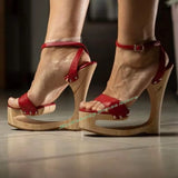 Strange Style Heels Sandals Open Toe Buckle Straps High Heels Sandals Ladies Summer Runway Shoes Designer Party Sexy Fashion New