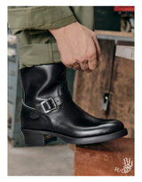 KOWM Cowhide Hiking shoes Brown trekking boots men Engineer's boots workwear goodyear shoes trendy ankle shoes walking sneakers