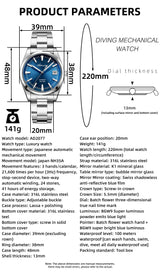 ADDIESDIVE NEW AD2077 Men Mechanical Wristwatches Sunburst Dial AR Coated Coated Dome Glass Waterproof Luxury Automatic Watches