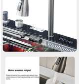 100 CM Large Size Single Slot Stainless Steel Kitchen Sink Multifunctional With Trash Can and Draining Rack Wash Vegetable Basin