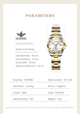 Original OUPINKE 3199 Swiss Automatic Mechanical Watch for Women Real Diamond Sapphire Mirror Ladies Watch Bracelet Set Gift NEW