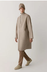 Double-sided cashmere autumn winter men's coat beige V-neck wool new fashion coat loose plus size fat 3XL 100KG warm soft wear