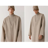 Double-sided cashmere autumn winter men's coat beige V-neck wool new fashion coat loose plus size fat 3XL 100KG warm soft wear
