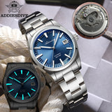 ADDIESDIVE NEW AD2077 Men Mechanical Wristwatches Sunburst Dial AR Coated Coated Dome Glass Waterproof Luxury Automatic Watches
