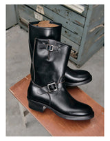 KOWM Cowhide Hiking shoes Brown trekking boots men Engineer's boots workwear goodyear shoes trendy ankle shoes walking sneakers