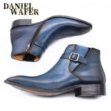Comfy Genuine Leather Buckle Strap Ankle Boots Men’s Formal Business Office Daily Commute Wedding Party Travel Shoes