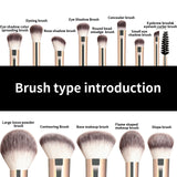 13PCS Makeup Brush Set Foundation Concealer Powder Eyeshadow Blush Brush Kabuki Blending Cosmetic Beauty Tool for Face