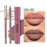 Matte Lipliner&Lipstick Set,Waterproof, Long Lasting Lip Makeup, Soft Matte Color Rendering,Women's Makeup Cosmetics