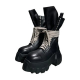 Men's High Top Shoes Platform Woman Sneakers Leather Lace Up Gothic Heels Luxury Vintage Trendy Designer Black Male Boots