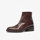 BEAUTODAY Chelsea Boots Women Horse Leather Solid Color Round Toe Zipper Ankle Boots Ladies Shoes Handmade 03D63