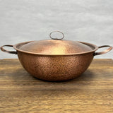 Vintage Copper Soup Pot,Handcrafted Hot Pot Food Cooking Utensil Simmering and Pasta Stewing,With lid 24 cm Handheld Pots