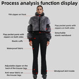 Winter New Female Skiing Jumpsuit Snowfield Waterproof Adult Ski Clothes Warm Thick Snow Tracksuit Women Slim Outdoor Sport Suit
