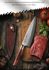HEZHEN 8.3 Inches Chef Knife Power Steel Core 73 Layer Damascus Steel Kitchen Tools For Maet Cooking Knives Beautiful Gift Box