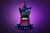 Full Color LED Dress Luminous Costume Nightclub Bar Singer Dj GoGo Women Glowing Skirt Sexy Lead Dancer Light Up Clothing Suits