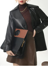 Women's Leather Jacket Coat, Collarless Suit, The First Layer Sheepskin, Lady Leather Coat, Spring and Autumn Fashion