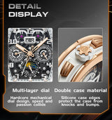 Bonest Gatti Men Luxury Automatic Movement Skeleton Mechanical Watch Rubber Band Diamond Bezel Man watch German Design BG-5004