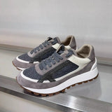 2025 Early Spring Full-Grain Leather Patchwork Chain Retro Color-Block Thick-Sole Casual Women's Shoes