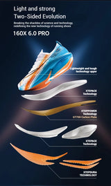 Xtep 160X 6.0 PRO Men's Running Shoes 2024 Champion Racing Carbon Plate Sneakers Professional Marathon 975119110003