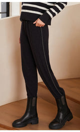 BC-288 High Waisted Pockets Woolen Thick 12Gg 100% Cashmere Women's Pants & Trousers Casual Pants Clothes