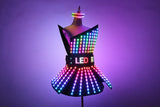 Full Color LED Dress Luminous Costume Nightclub Bar Singer Dj GoGo Women Glowing Skirt Sexy Lead Dancer Light Up Clothing Suits