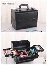 Makeup Train Case Aluminum Alloy Case Pedicure Tool Box with Handle Cosmetic Box Portable Makeup Case Organizer