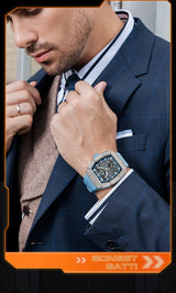 Bonest Gatti Men Luxury Automatic Movement Skeleton Mechanical Watch Rubber Band Diamond Bezel Man watch German Design BG-5004