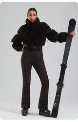 Winter New Female Skiing Jumpsuit Snowfield Waterproof Adult Ski Clothes Warm Thick Snow Tracksuit Women Slim Outdoor Sport Suit