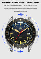 ADDIESDIVE Men's Watches Ceramic bezel Leather/Stainless Steel Sapphire Automatic Mechanical Watch 20ATM Waterproof Reloj Hombre