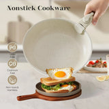 12pcs White Granite, Nonstick Pots and Pans Set, Induction Cookware Non Stick Cooking Set, Frying Pans & Saucepans with