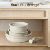 12pcs White Granite, Nonstick Pots and Pans Set, Induction Cookware Non Stick Cooking Set, Frying Pans & Saucepans with