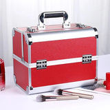 Makeup Train Case Aluminum Alloy Case Pedicure Tool Box with Handle Cosmetic Box Portable Makeup Case Organizer