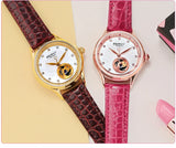 BERNY Luxury 18K Gold Mechanical Watch for Women Automatic Self-Wind Sapphire Ladies Wristwatch 72 Diamond 5ATM Skeleton Design