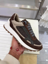 2025 Early Spring Full-Grain Leather Patchwork Chain Retro Color-Block Thick-Sole Casual Women's Shoes