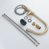 Kitchen Brush Gold Patterned Brass Faucet Pull Out 360 Degree Swivel Hot And Cold Mixer Tap Stream Sprayer Head Single Handle