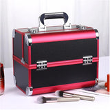 Makeup Train Case Aluminum Alloy Case Pedicure Tool Box with Handle Cosmetic Box Portable Makeup Case Organizer