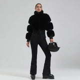 Winter New Female Skiing Jumpsuit Snowfield Waterproof Adult Ski Clothes Warm Thick Snow Tracksuit Women Slim Outdoor Sport Suit