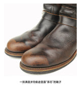 KOWM Cowhide Hiking shoes Brown trekking boots men Engineer's boots workwear goodyear shoes trendy ankle shoes walking sneakers