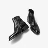 BEAUTODAY Chelsea Boots Women Horse Leather Solid Color Round Toe Zipper Ankle Boots Ladies Shoes Handmade 03D63