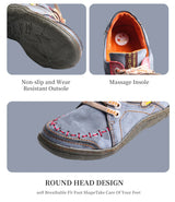 TMA EYES Women's Hand-Stitched Leather Sneakers Lightweight Flat Design Shoes For Women For Autumn Seasons