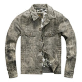 Camouflage Grey Spring Leather Jacket Men Vintage Style Genuine Natural Sheepskin Single Breasted Leather Coat
