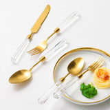 High End Diamond Series Knife, Fork and Spoon Set Flatware, 304 Stainless Steel, Gold and Silver Cutlery Serves 4