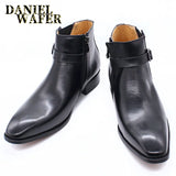 Comfy Genuine Leather Buckle Strap Ankle Boots Men’s Formal Business Office Daily Commute Wedding Party Travel Shoes