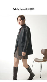 Women's Leather Jacket Coat, Collarless Suit, The First Layer Sheepskin, Lady Leather Coat, Spring and Autumn Fashion