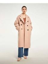 Sheep Wool women's Coat Autumn and Winter French Style Commuter Double-breasted Cashmere Coat Soft Shine Classic Pink Clothes
